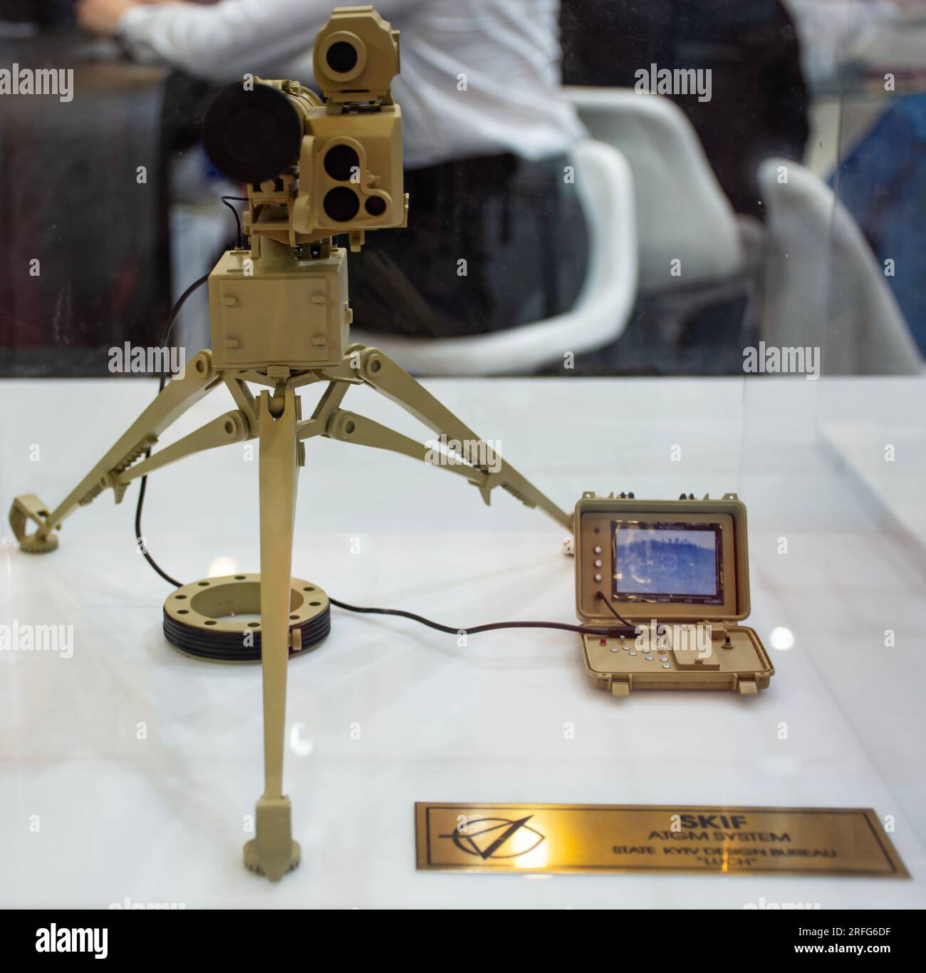 Le Stugna-P ou Stuhna-P, sa version d'exportation connue sous le nom de SKIF, est un système ukrainien de missiles guidés antichars (ATGM). À IDEF 2023 Banque D'Images