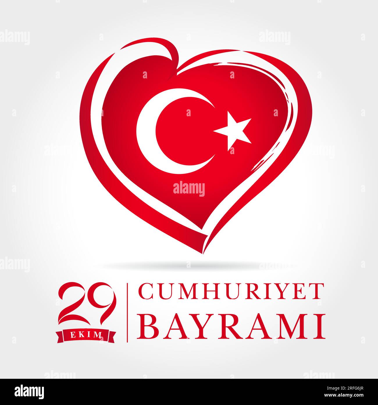 Journée de la République de Turquie 29 octobre. Conception de carte de voeux avec le numéro de coeur créatif 29. Bannière de félicitations. Motif rouge. Publication sur les réseaux sociaux. Isolé Illustration de Vecteur