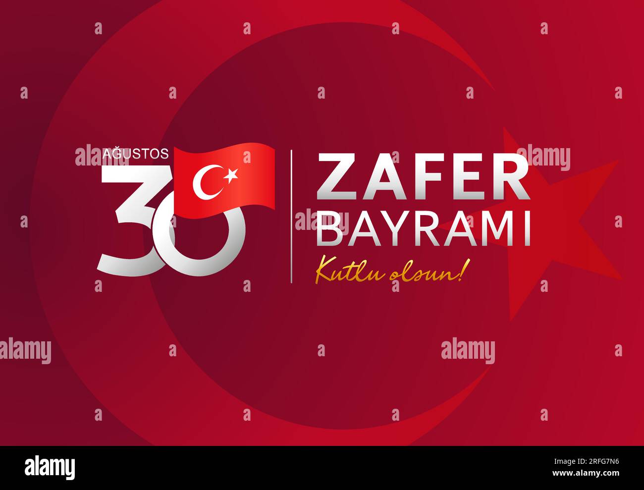 30 Augustos, affiche de Zafer Bayrami, lettrage turc - 30 août célébration du jour de la victoire. Journée nationale en Turquie conception de carte de voeux. Créatif Illustration de Vecteur