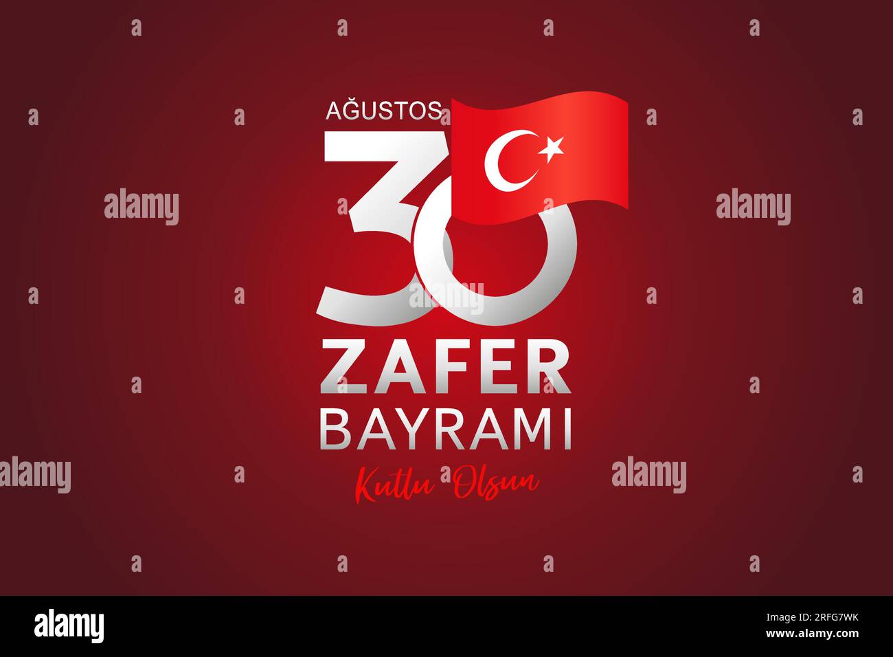 30 Augustos, affiche de Zafer Bayrami, lettrage turc - 30 août célébration du jour de la victoire. Journée nationale en Turquie conception de carte de voeux. Créatif Illustration de Vecteur