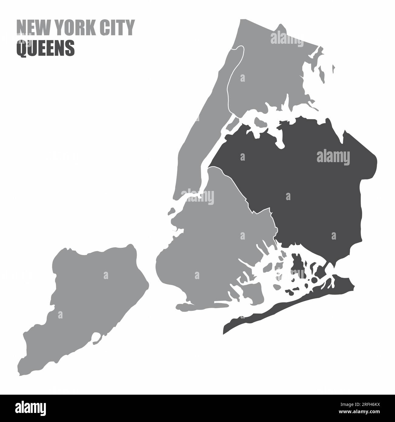 La carte de New York avec le quartier Queens en surbrillance Illustration de Vecteur