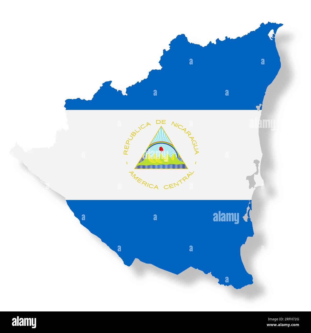 Carte du drapeau du Nicaragua avec tracé de détourage illustration 3D. Banque D'Images