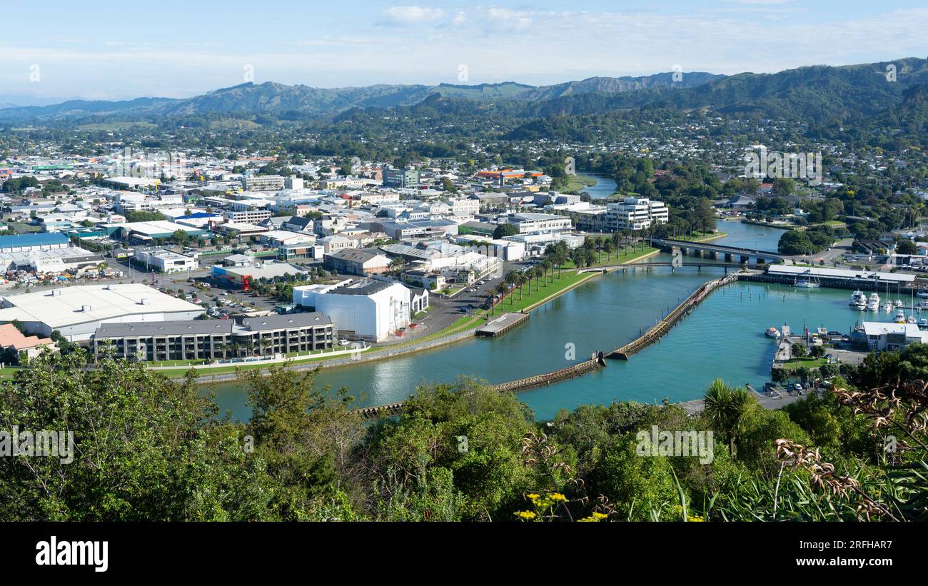 Surplombant la ville de Gisborne, Nouvelle-Zélande depuis Kaiti Hill Banque D'Images