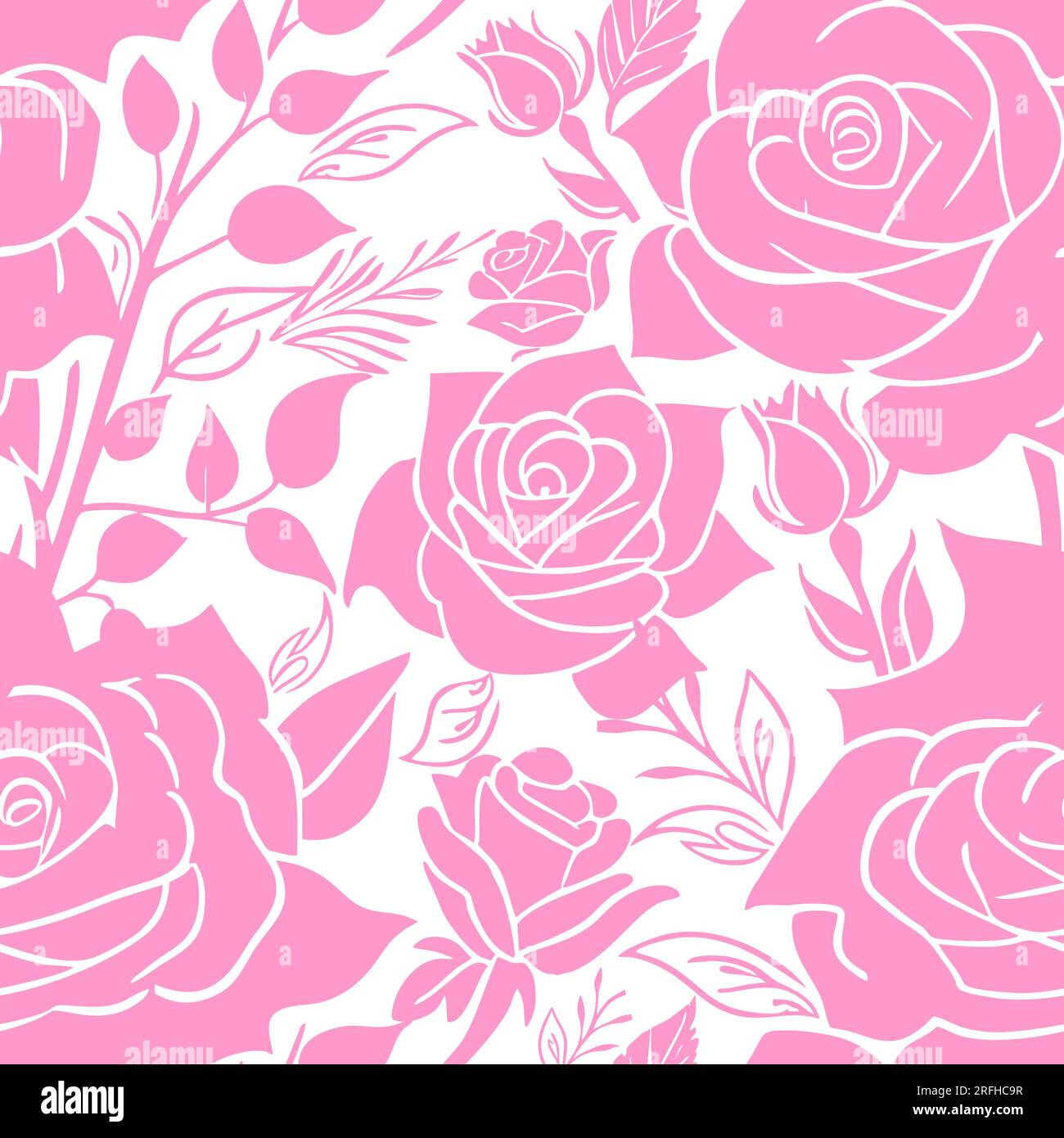fleurs roses et blanches rose motif sans couture, texture, design Banque D'Images