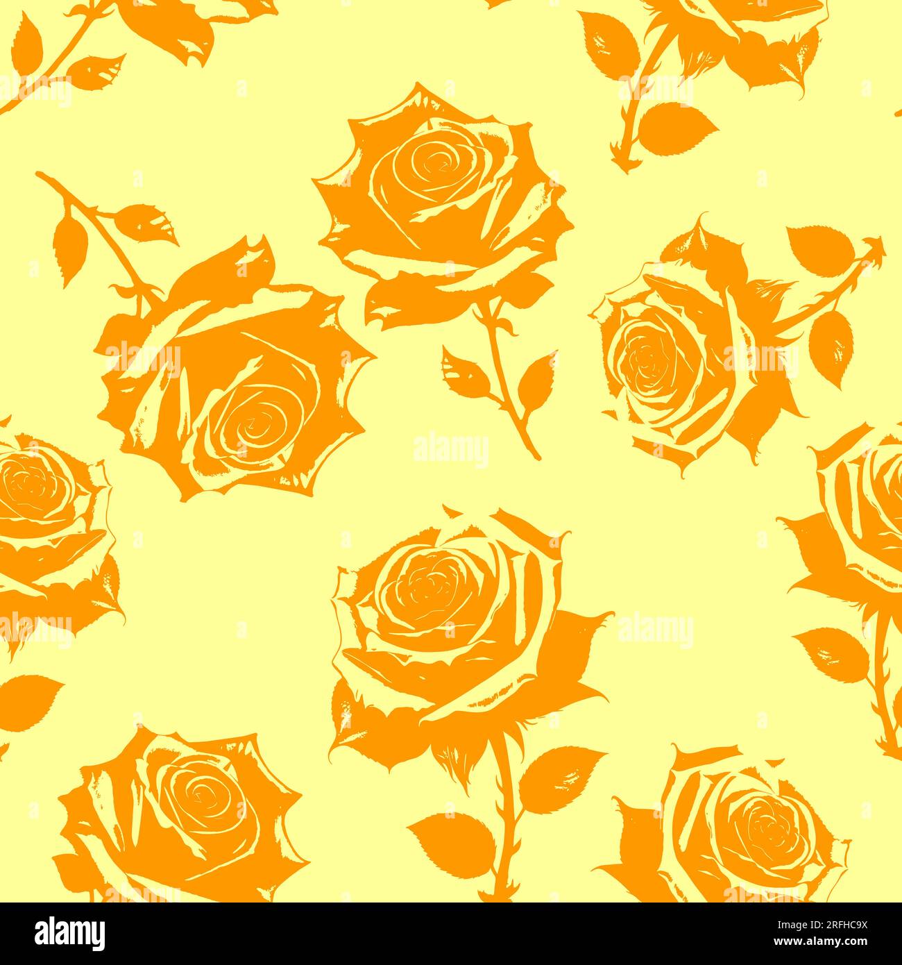 fleurs roses jaune-orange motif sans couture, texture, design Banque D'Images