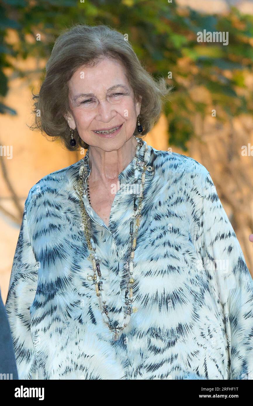 Palma, Îles Baléares, Espagne. 3 août 2023. Reine Letizia d'Espagne, l'ancienne Reine Sofia assiste À Un dîner pour les autorités au Palais Marivent le 3 août 2023 à Palma, Espagne (crédit image : © Jack Abuin/ZUMA Press Wire) USAGE ÉDITORIAL SEULEMENT! Non destiné à UN USAGE commercial ! Banque D'Images