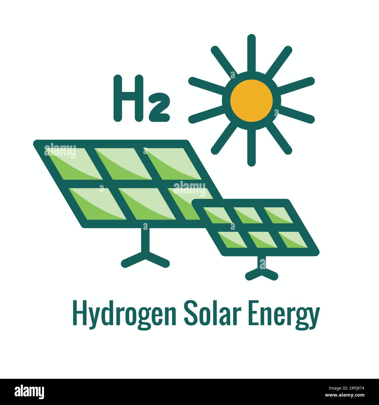 Production d'hydrogène propre avec jeu d'icônes énergie verte Illustration de Vecteur