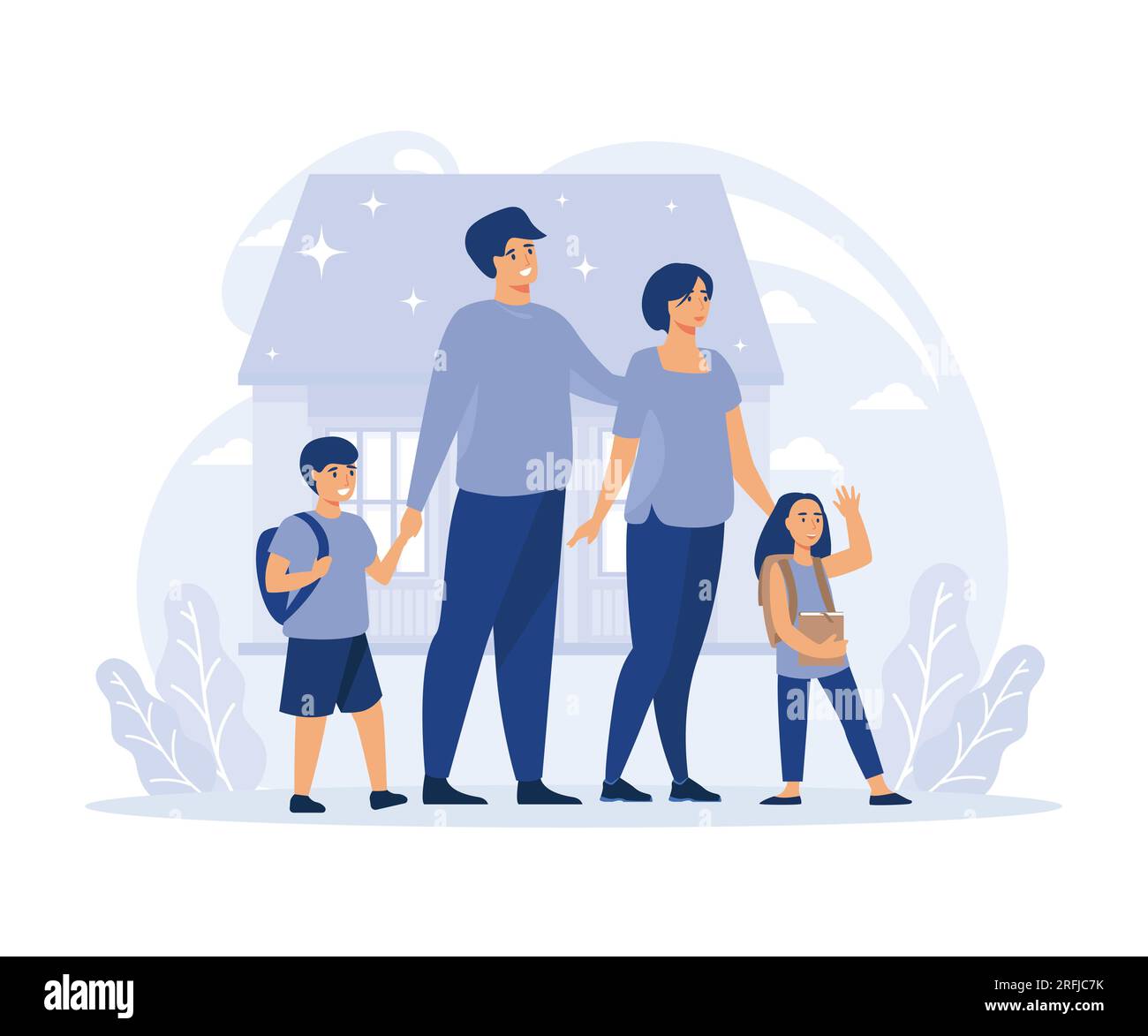 concept de questions familiales et sociales, relation familiale, aider les enfants, problème familial, illustration moderne vectorielle plate Illustration de Vecteur