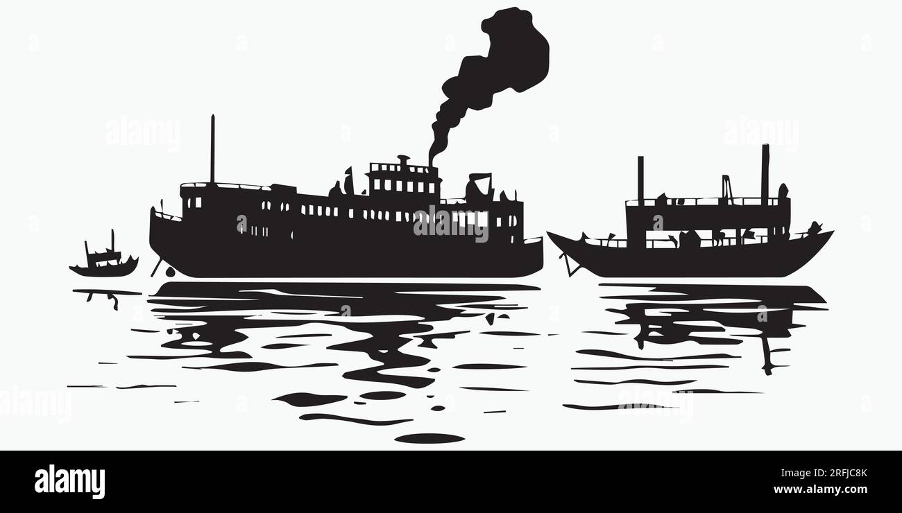 Illustration vectorielle de silhouette de navire et de bateau Illustration de Vecteur