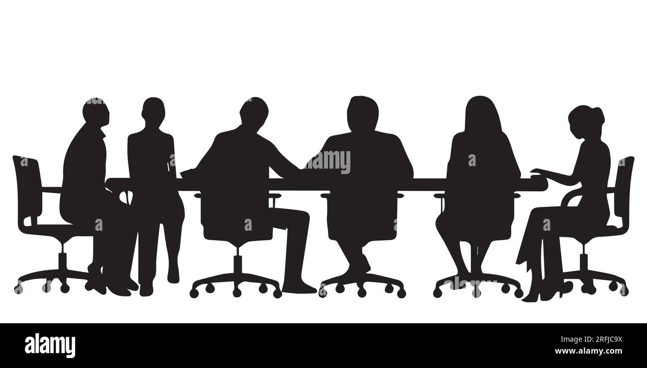 Illustration vectorielle de silhouette de réunion Office Group Illustration de Vecteur