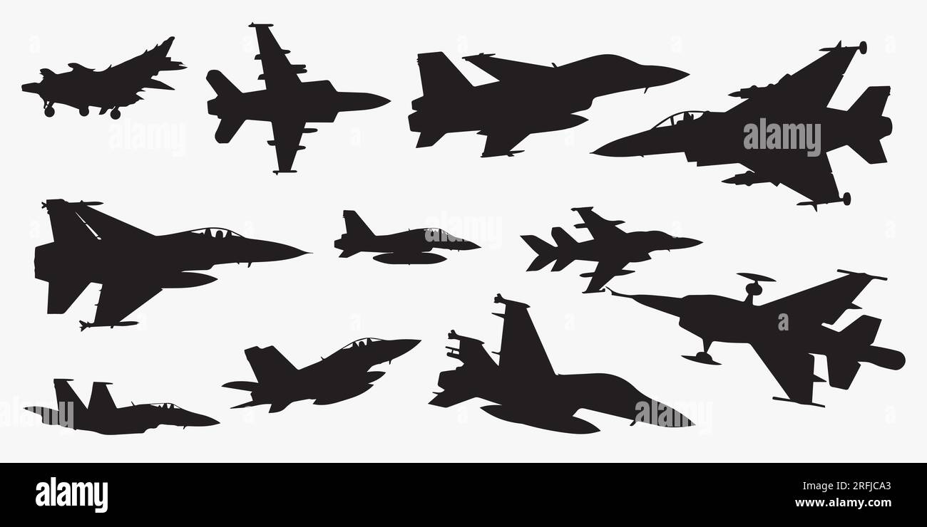 Un ensemble d'illustration vectorielle d'avion de silhouette Illustration de Vecteur