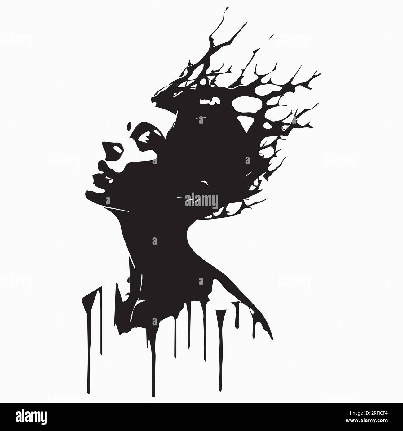 Tension affectée fille silhouette fille illustration vectorielle Illustration de Vecteur