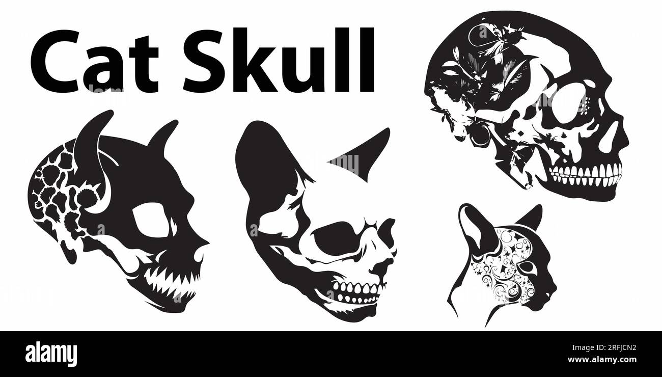Silhouette Cat Head Skull illustration vectorielle Illustration de Vecteur