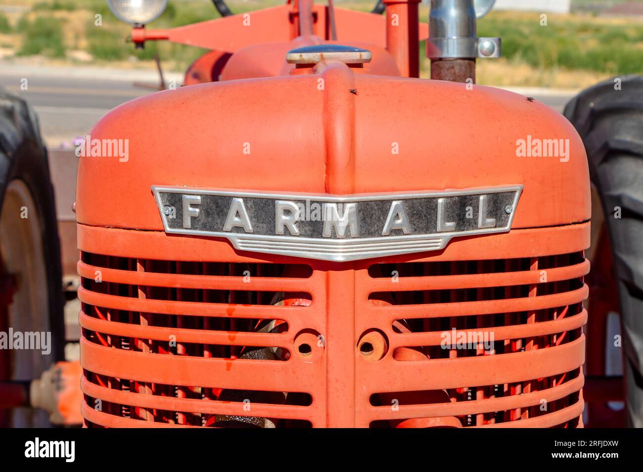 Vintage American Red International Harvester McCormack deering Farmall tracteur à Tropic Utah Banque D'Images
