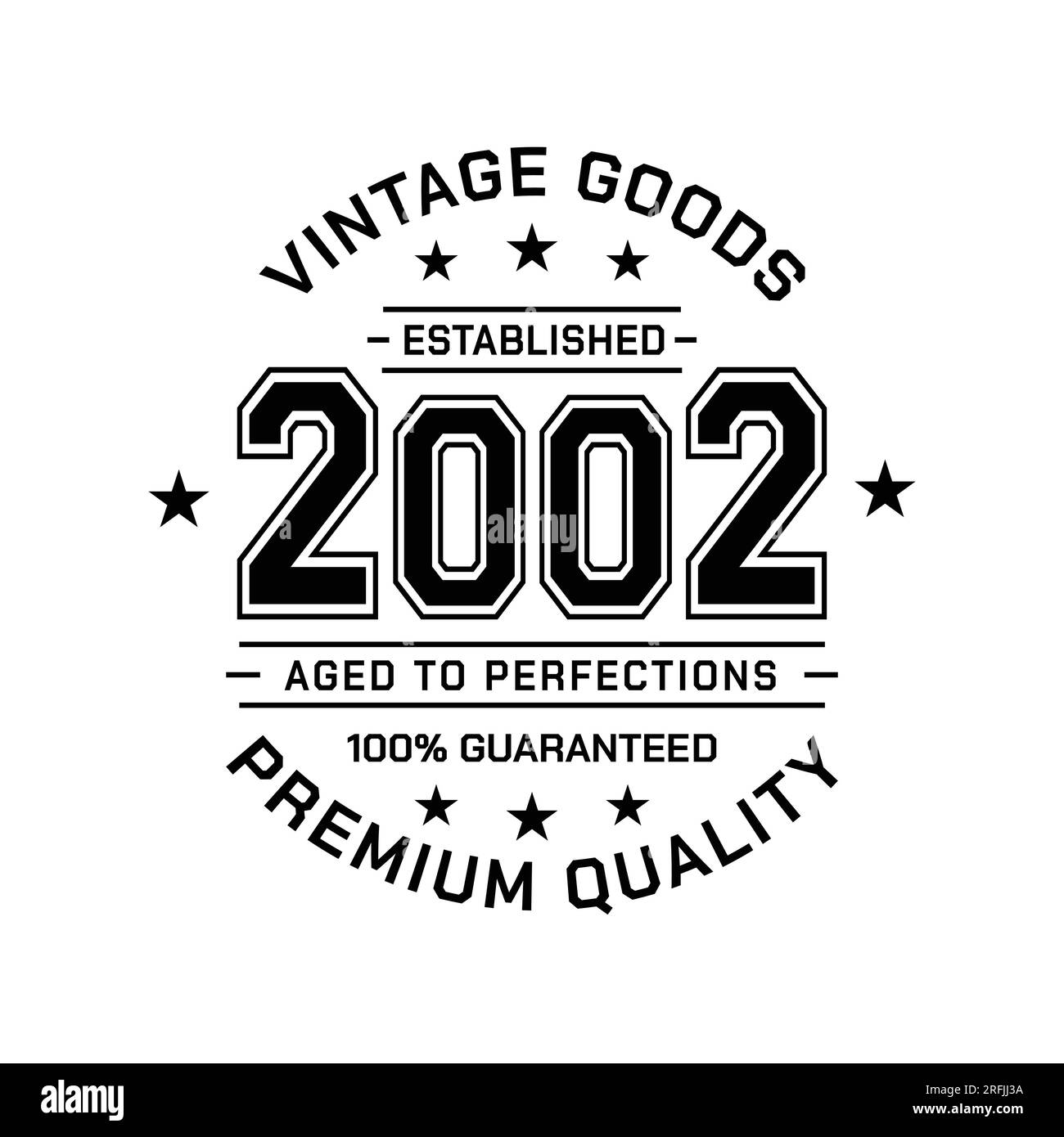 Produits vintage. Créé en 2002. Vieilli à la perfection. Motif t-shirt authentique. Vector et Illustration. Illustration de Vecteur