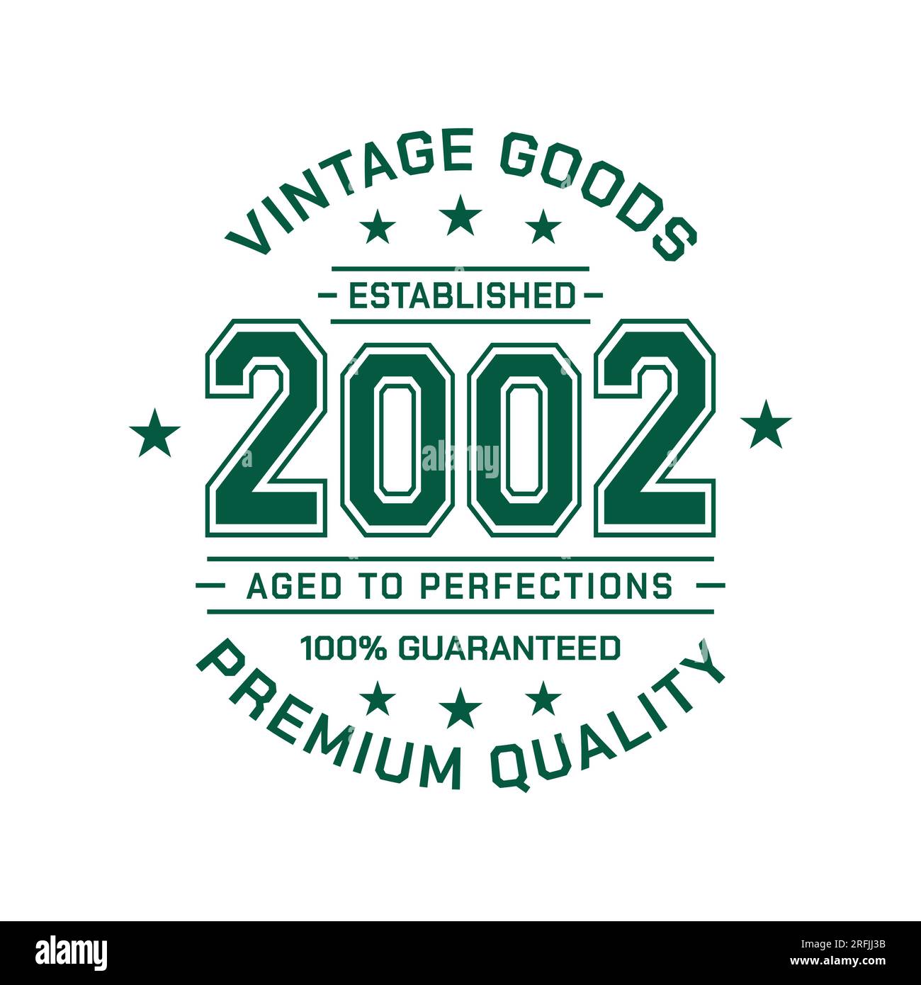 Produits vintage. Créé en 2002. Vieilli à la perfection. Motif t-shirt authentique. Vector et Illustration. Illustration de Vecteur