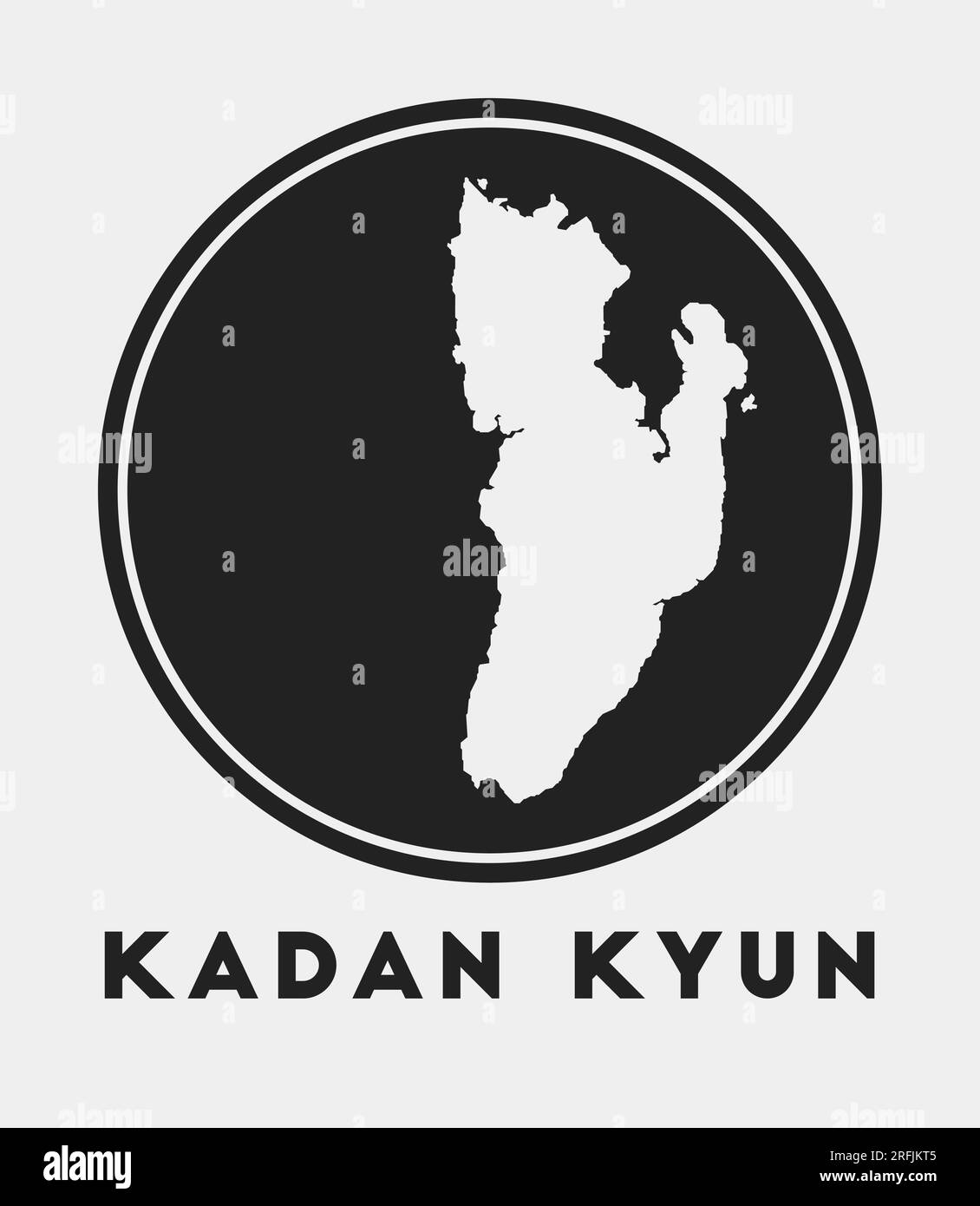 Icône kadan Kyun. Logo rond avec carte de l'île et titre. Badge élégant Kadan Kyun avec carte. Illustration vectorielle. Illustration de Vecteur