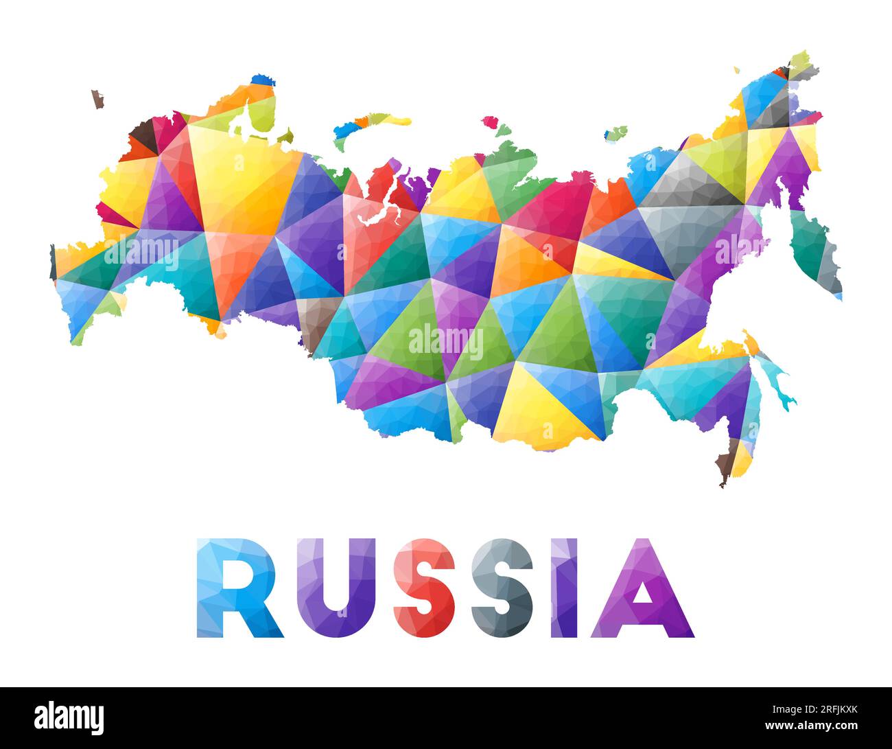 Russie - forme de pays poly basse colorée. Triangles géométriques multicolores. Design moderne et tendance. Illustration vectorielle. Illustration de Vecteur