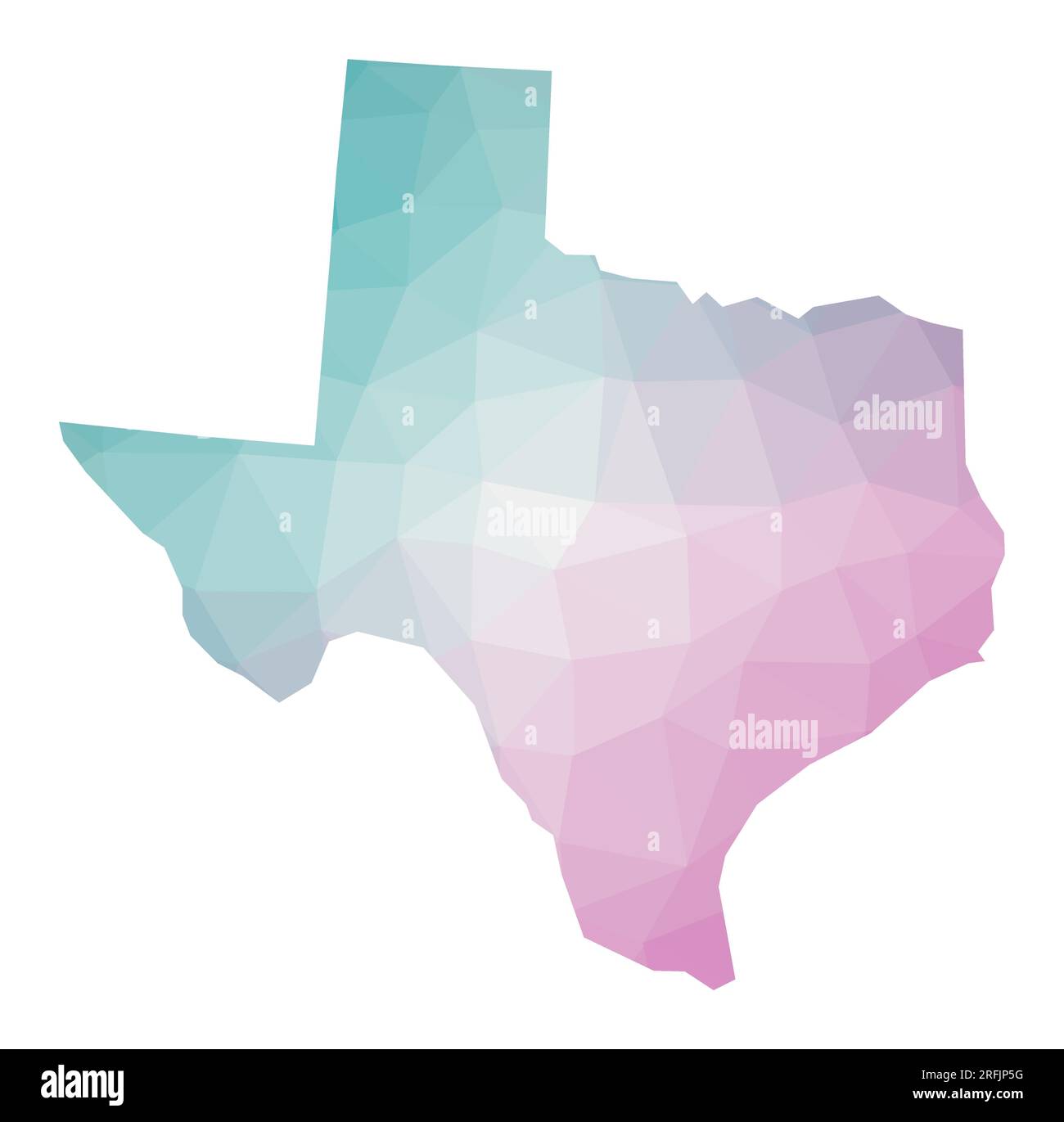 Carte polygonale du Texas. Illustration géométrique de l'état américain dans les couleurs émeraude améthyste. Carte du Texas dans le style poly bas. Illustration de Vecteur
