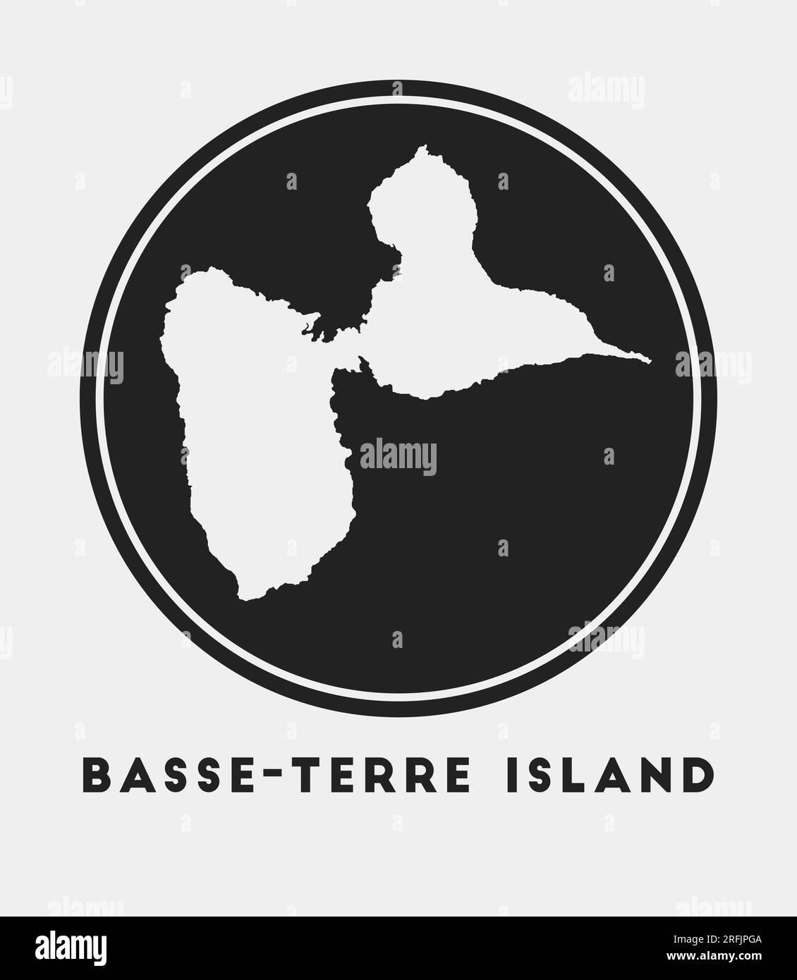 Icône de Basse-Terre Island. Logo rond avec carte et titre. Badge élégant de l'île de Basse-Terre avec carte. Illustration vectorielle. Illustration de Vecteur
