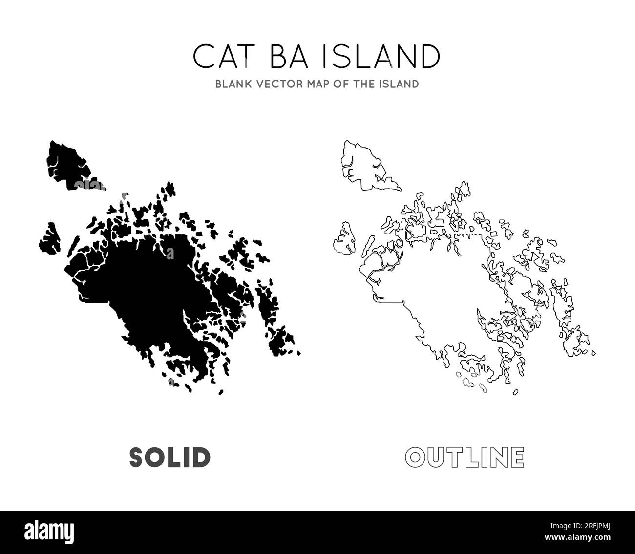 Carte de l'île Cat Ba. Borders of Cat Ba Island pour votre infographie. Illustration vectorielle. Illustration de Vecteur