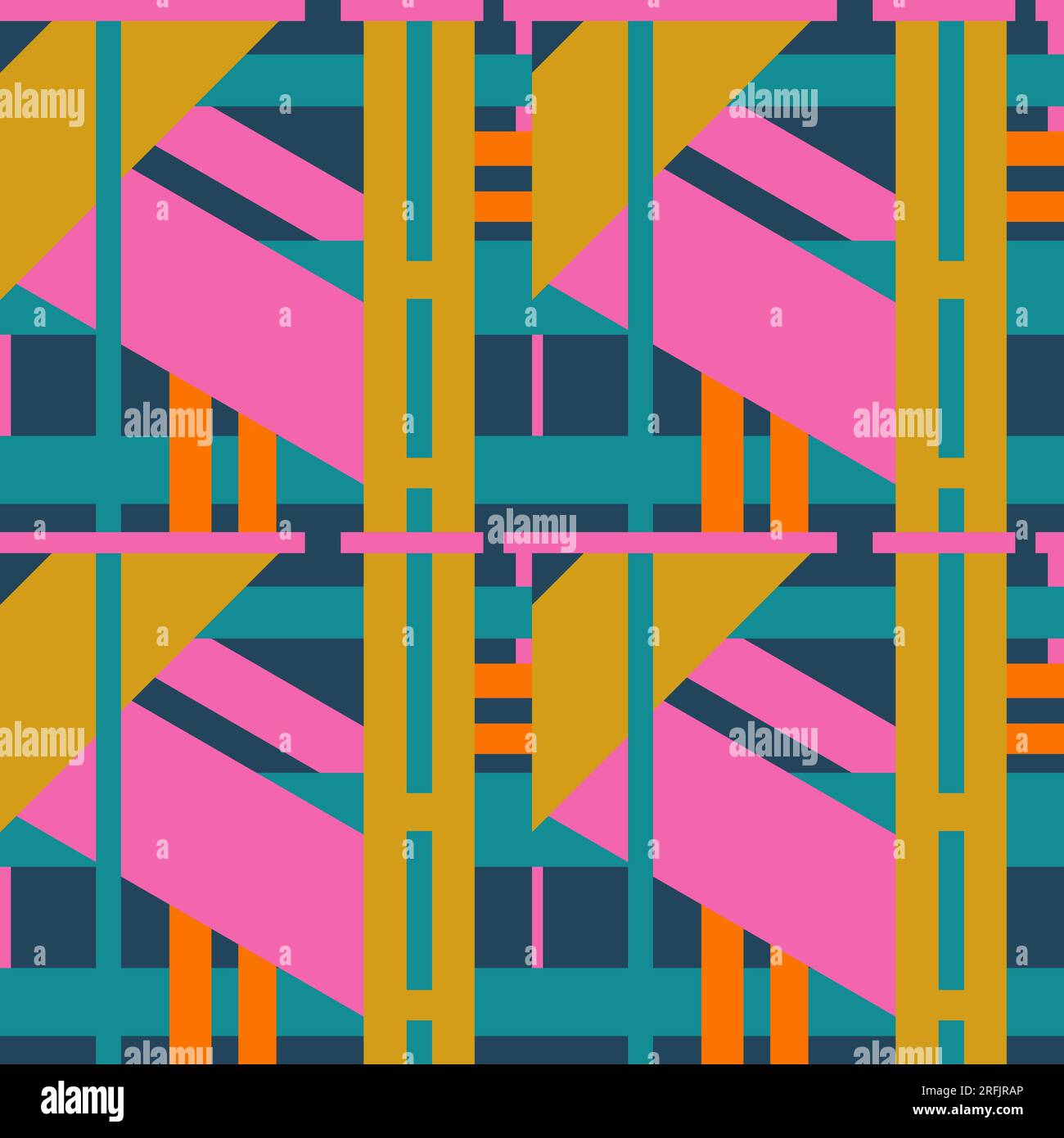 Motif sans couture dessiné à la main avec imprimé coloré audacieux et géométrique abstrait des années 1980 80. Funky memphis hipster rose sarcelle jaune marine années 80 fashio art, texture moderne contemporaine bauhaus Banque D'Images