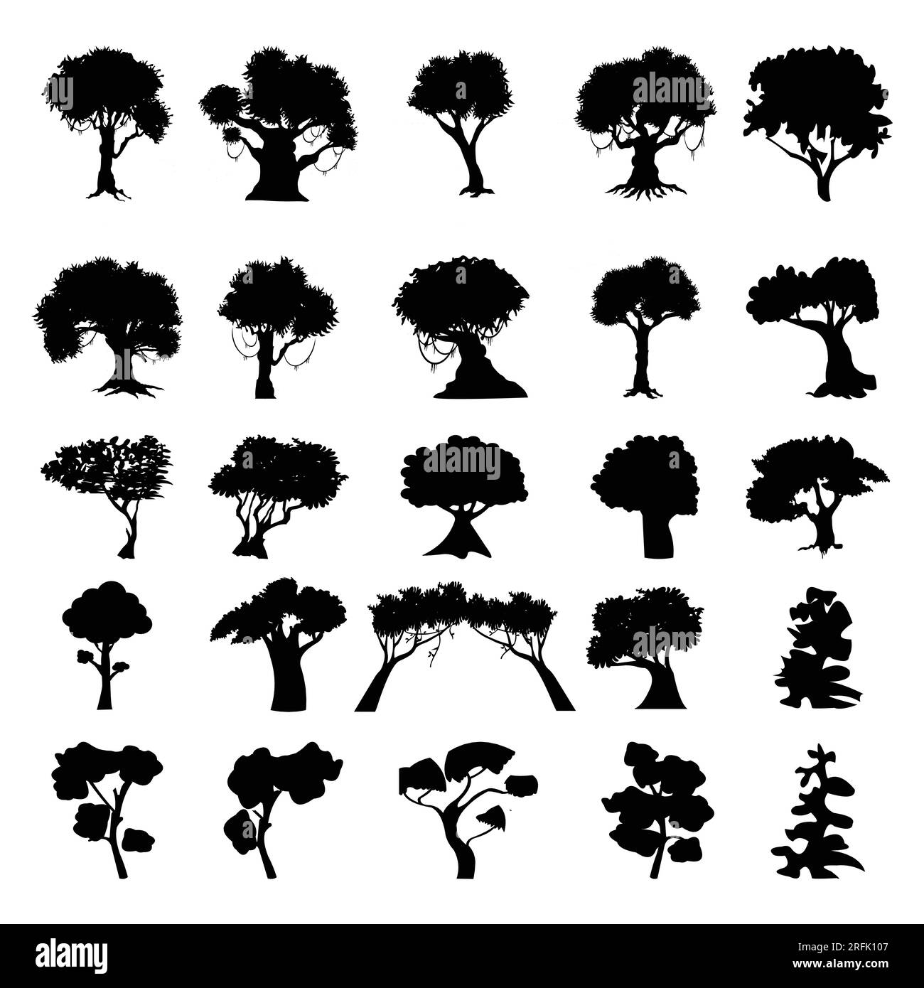 Silhouettes d'arbre sur fond blanc, illustration vectorielle Illustration de Vecteur