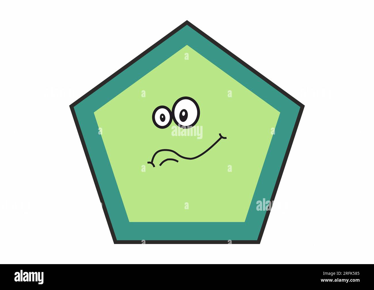 Forme drôle de pentagone avec des nuances vertes et de grands yeux et sourire Banque D'Images