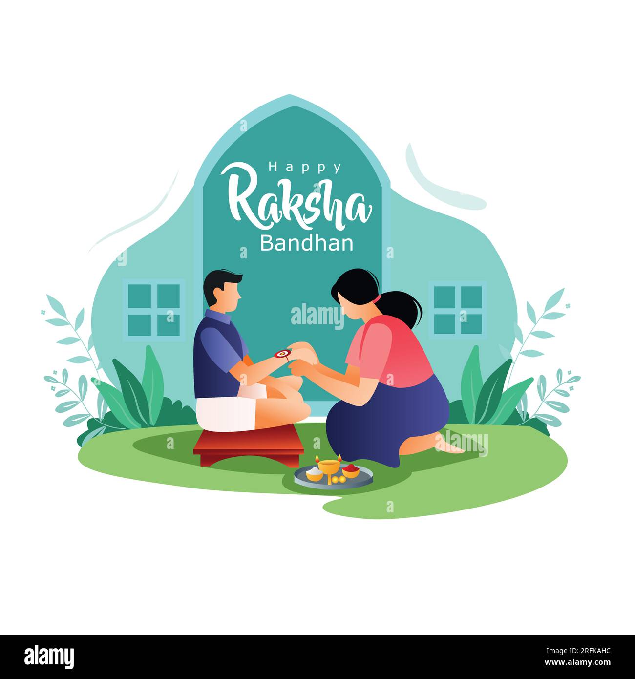 Festival frère indien et soeur heureux Raksha Bandhan concept. Illustration vectorielle de fête de Rakhi en inde Illustration de Vecteur