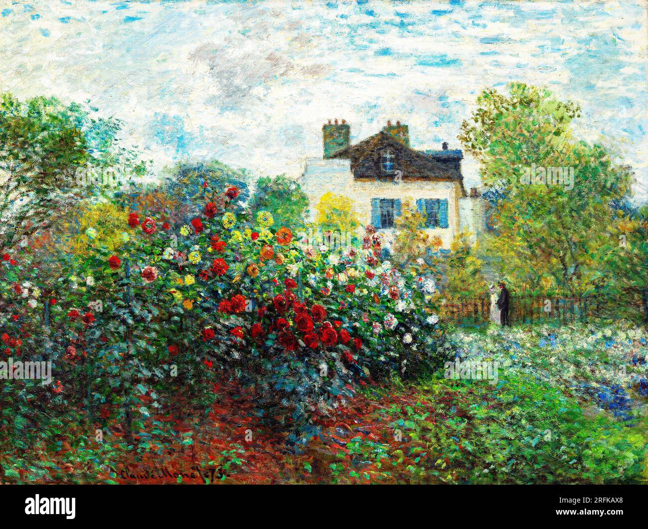 Le jardin de l'artiste à Argenteuil, Un coin du jardin avec des dahlias de Claude Monet. Original de la National Gallery of Art. Banque D'Images