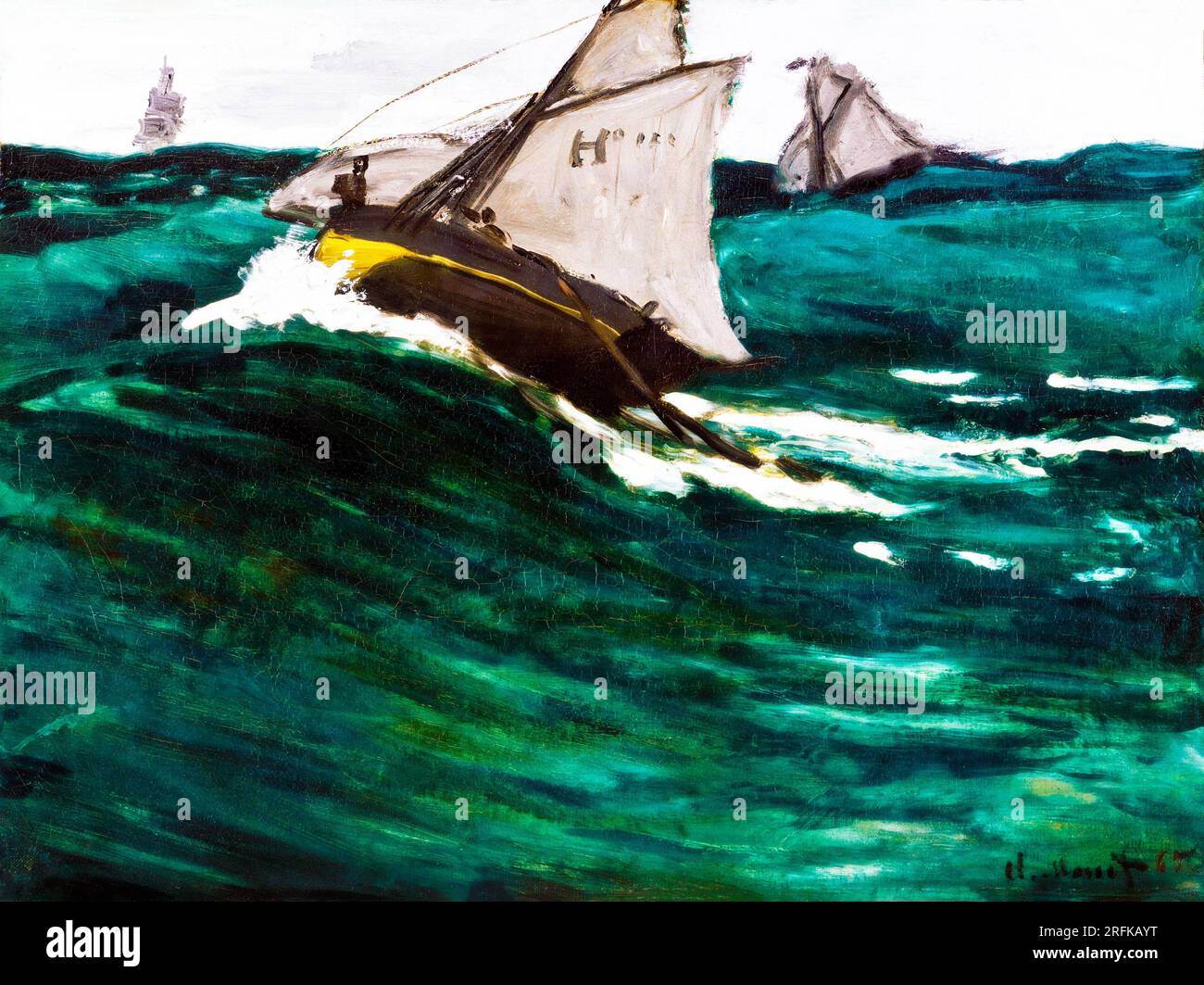 La vague verte de Claude Monet, tableau célèbre en haute résolution. Original du MET. Banque D'Images