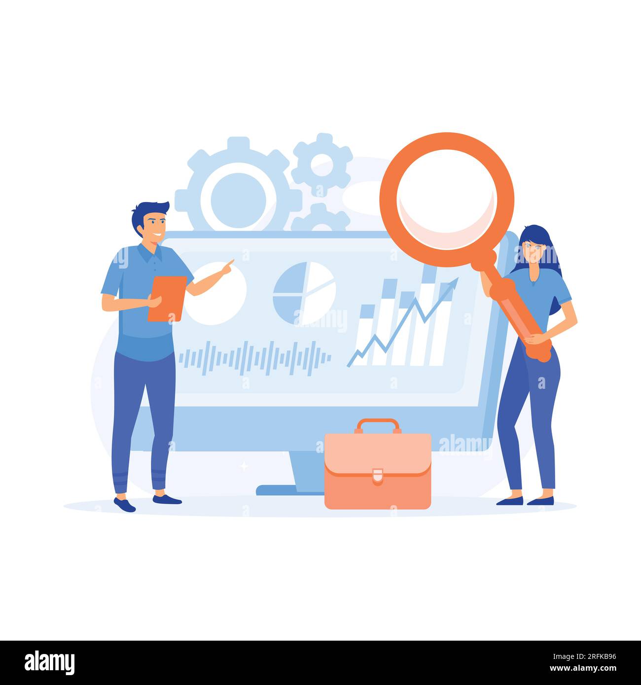 concept d'analyse d'entreprise, gestion de projet, étude de marché, illustration moderne vectorielle plate Illustration de Vecteur