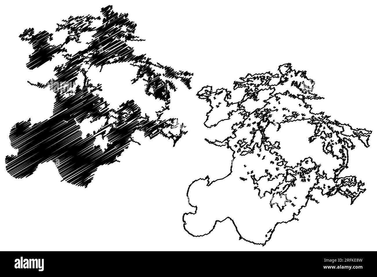 Illustration vectorielle de la carte du lac des Bois (Canada, États-Unis, Amérique du Nord, États-Unis, Grands Lacs), carte à tracer Illustration de Vecteur