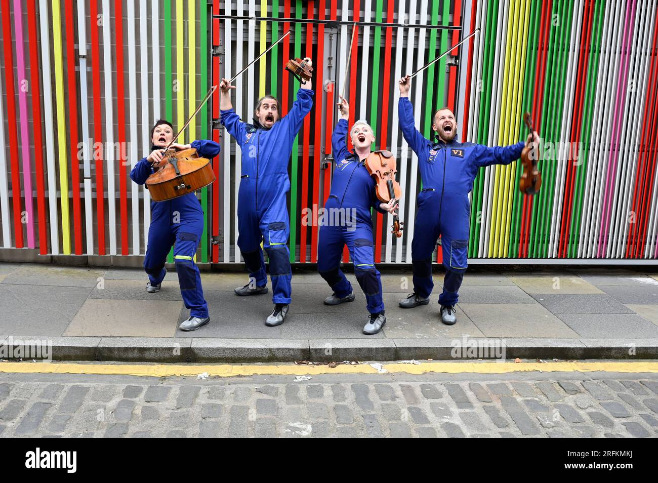 Édimbourg, Écosse, Royaume-Uni. 4 août 2023. Edinburgh Fringe : Bowjangles quatuor à cordes est un groupe irrévérencieux et anarchique de clés de genre, réunissant musique, théâtre et comédie d'une manière que vous n'avez jamais vue auparavant. Présentation au Gilded Balloon Patter Hoos, salle 24 du 5 août Crédit : Craig Brown/Alamy Live News Banque D'Images