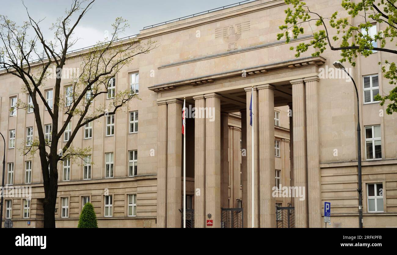 Mausolée de lutte et de martyre. Musée situé dans le sous-sol de l'ancien siège de la Gestapo, un bâtiment construit entre 1927 et 1930. En 1941, il a été repris par le régime nazi pendant la Seconde Guerre mondiale (1939-1945) comme centre de détention de la Gestapo pendant l'occupation de la ville par les troupes allemandes. Vue extérieure de la façade. Varsovie, Pologne. Banque D'Images