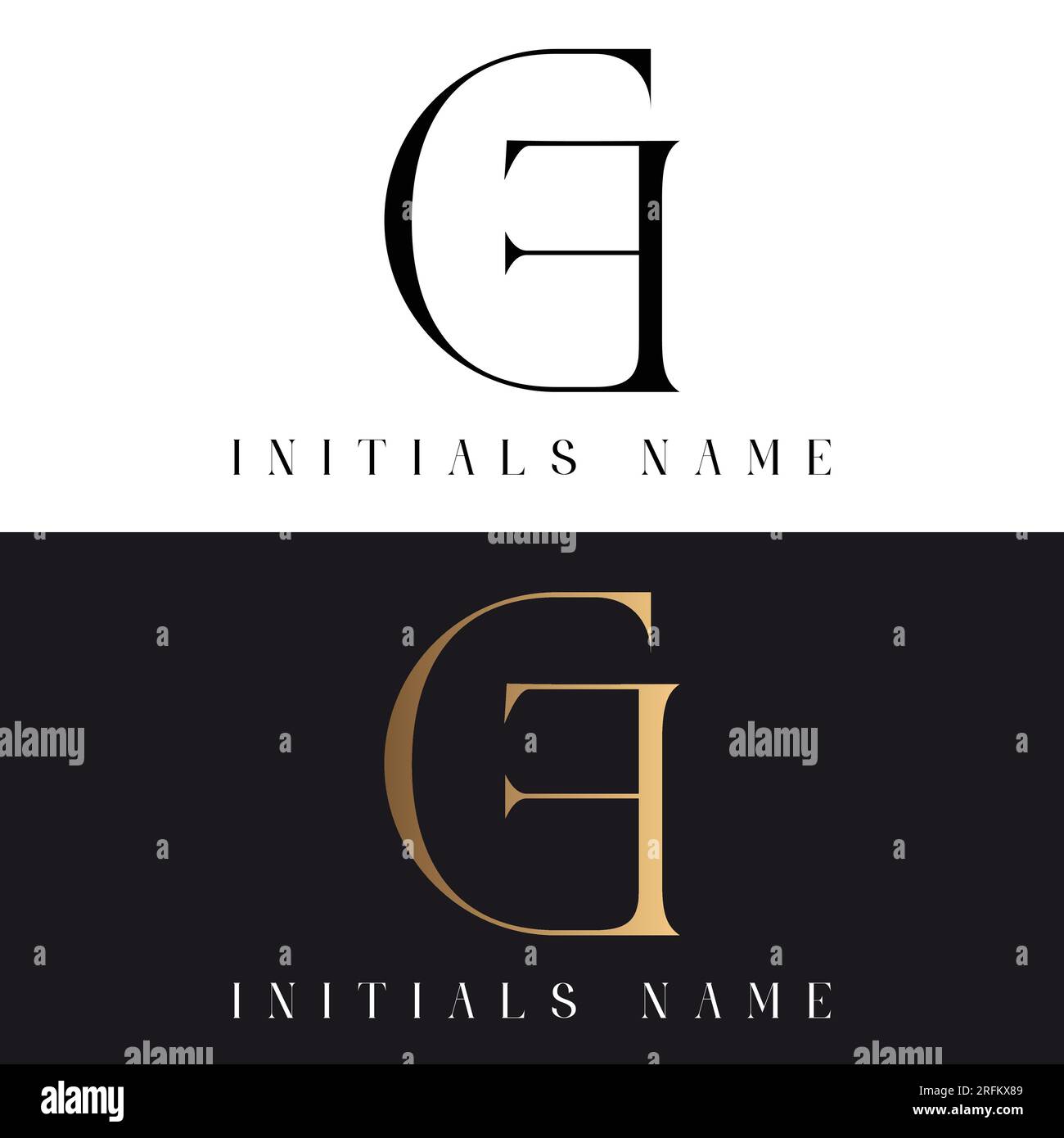 Design de luxe initial GF ou FG Monogramme texte lettre logo Illustration de Vecteur