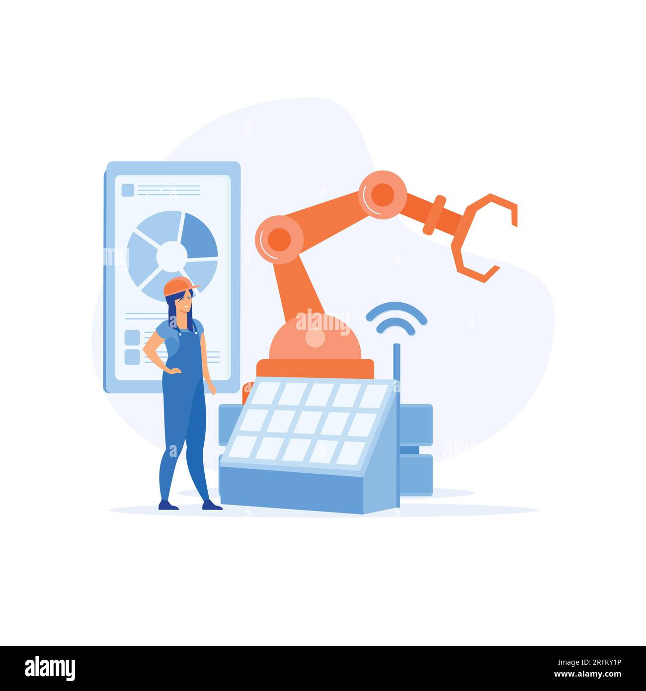 Concept d'industrie intelligente. Technologie intelligente d'intelligence dans l'usine industrielle. Industrie 4,0. illustration moderne vectorielle plate Illustration de Vecteur