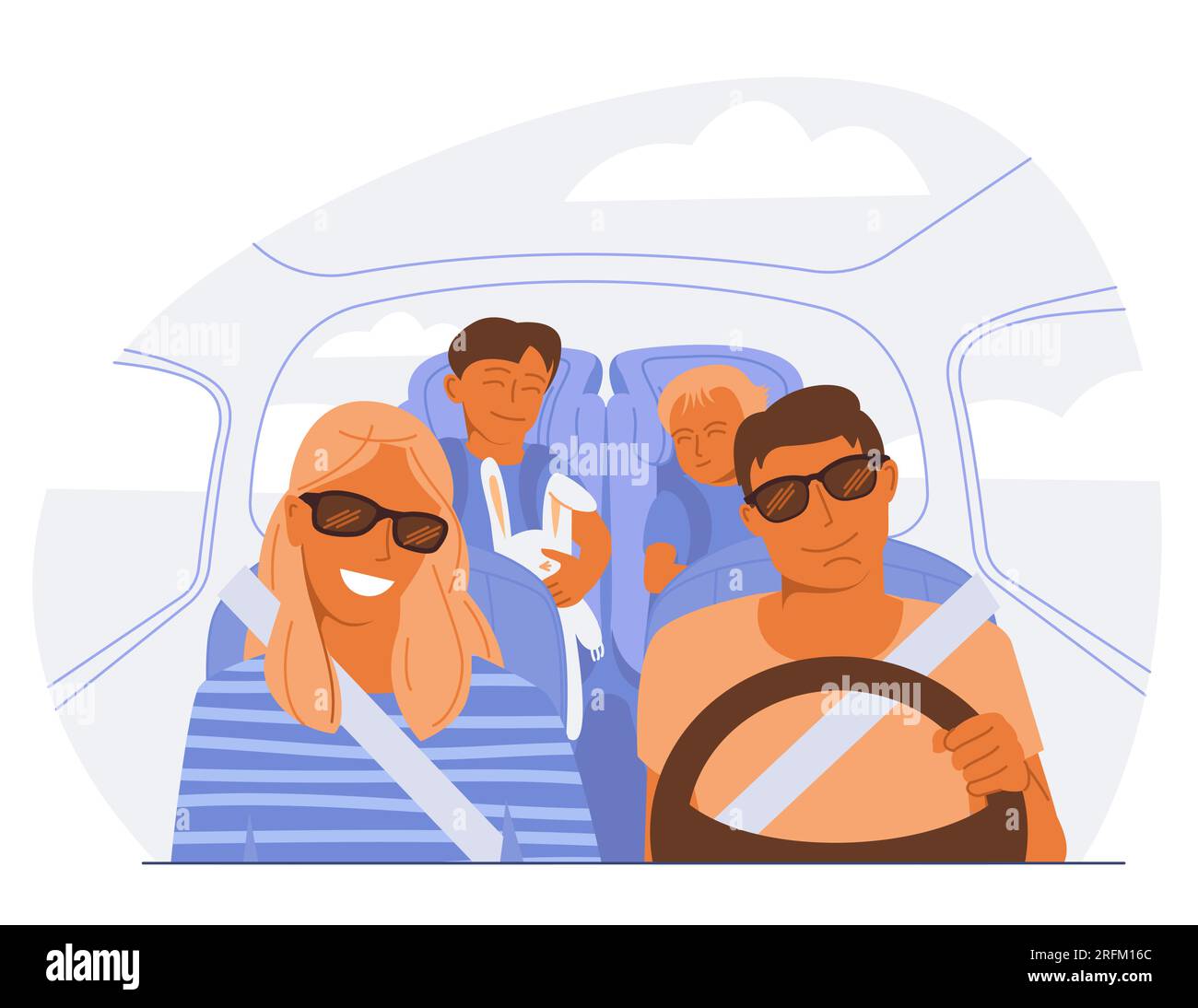 Voiture de conduite familiale heureuse Illustration de Vecteur