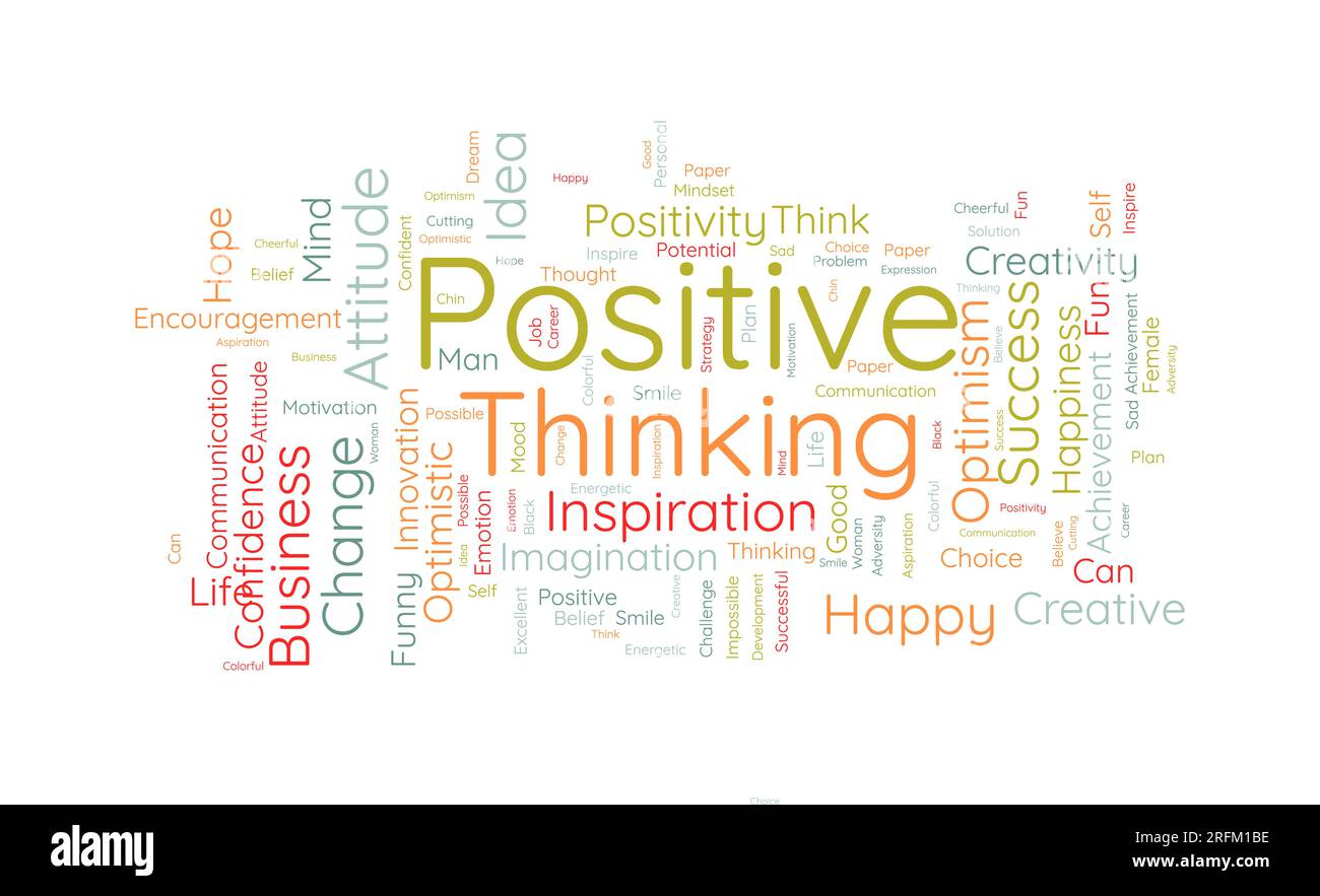 Concept de fond de nuage de mots pour la pensée positive. Attitude de réussite, esprit créatif de l'innovation optimisme. illustration vectorielle. Illustration de Vecteur