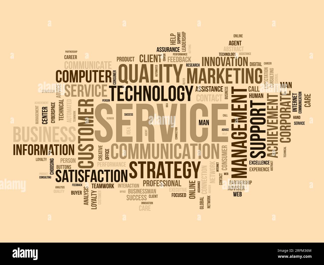 Concept d'arrière-plan Word Cloud pour le service. Soutien de la qualité, conseils de gestion de la clientèle en matière de stratégie de communication. illustration vectorielle. Illustration de Vecteur