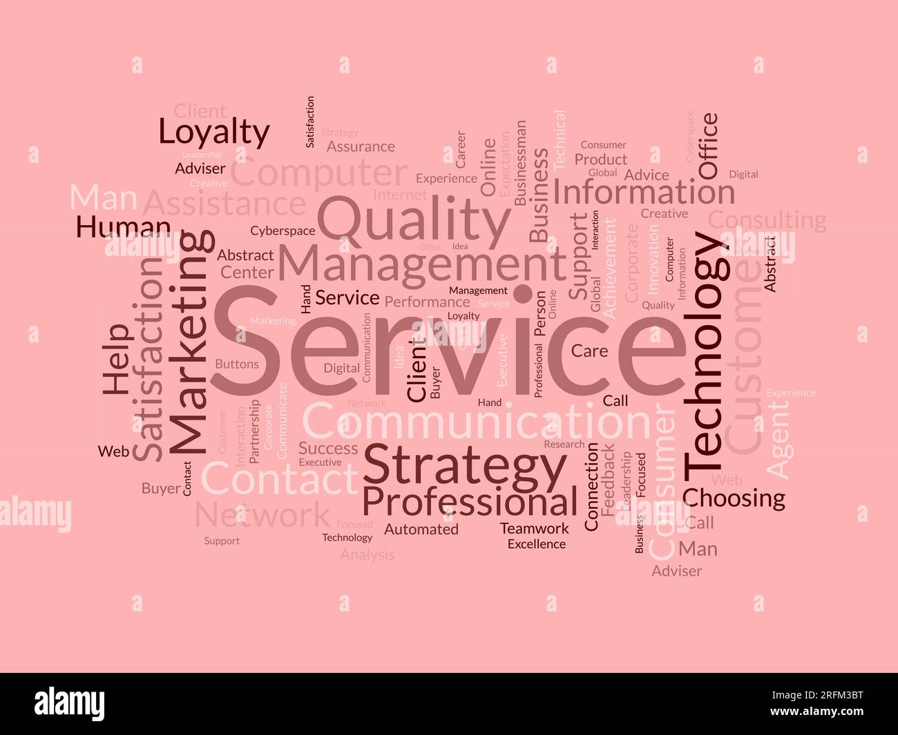 Concept d'arrière-plan Word Cloud pour le service. Soutien de la qualité, conseils de gestion de la clientèle en matière de stratégie de communication. illustration vectorielle. Illustration de Vecteur