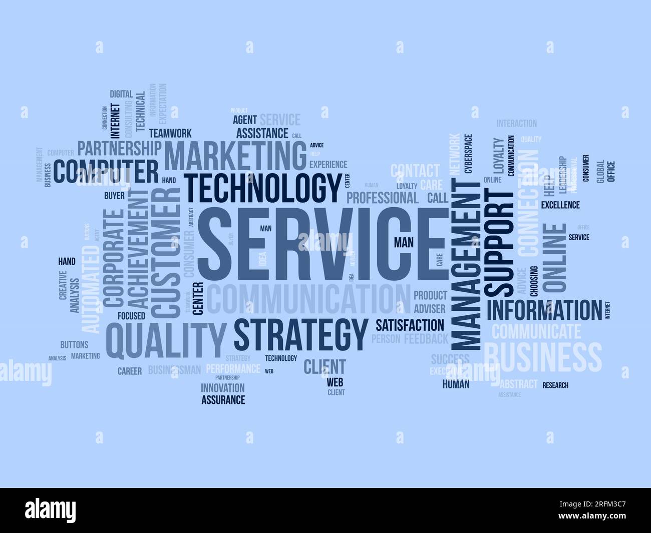 Concept d'arrière-plan Word Cloud pour le service. Soutien de la qualité, conseils de gestion de la clientèle en matière de stratégie de communication. illustration vectorielle. Illustration de Vecteur