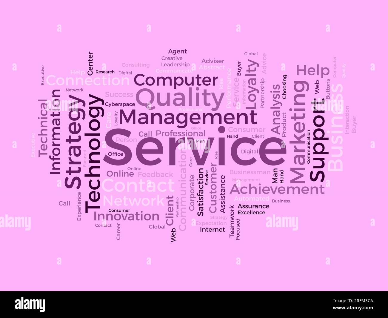 Concept d'arrière-plan Word Cloud pour le service. Soutien de la qualité, conseils de gestion de la clientèle en matière de stratégie de communication. illustration vectorielle. Illustration de Vecteur