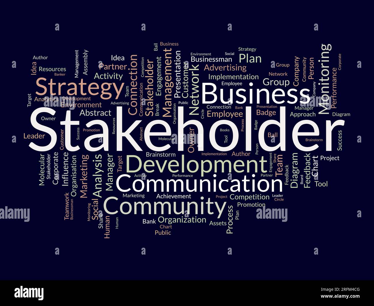 Concept d'arrière-plan Word Cloud pour les parties prenantes. schéma des employés, stratégie de gestion d'entreprise de connexion à l'entreprise. illustration vectorielle. Illustration de Vecteur