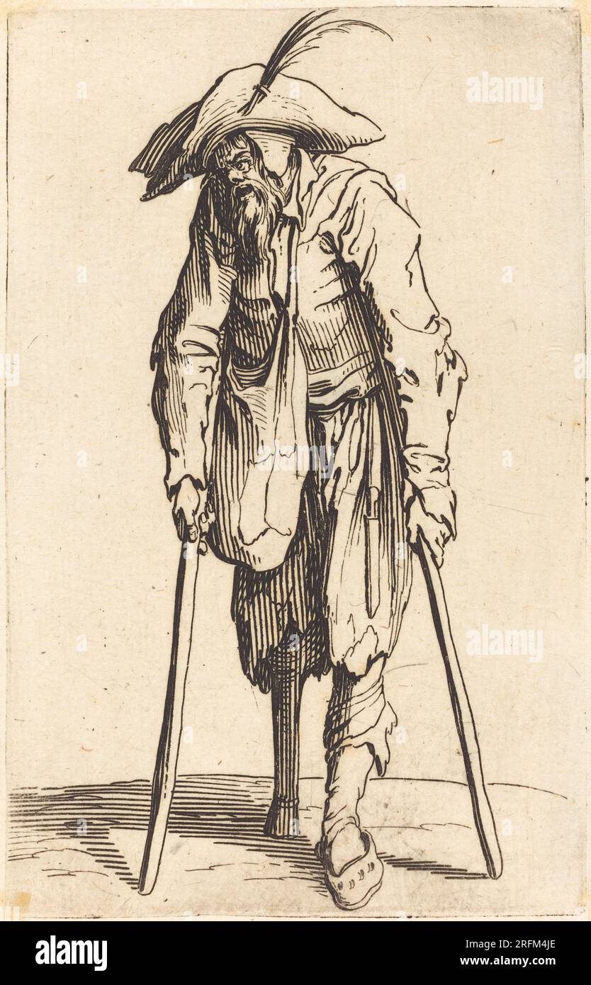 'Jacques Callot, mendiant avec pied en bois, c. 1622, gravure, planche : 13,7 x 8,8 cm (5 3/8 x 3 7/16 po.) Drap : 14,6 x 9,6 cm (5 3/4 x 3 3/4 po), Collection Rosenwald, 1949,5,294' Banque D'Images