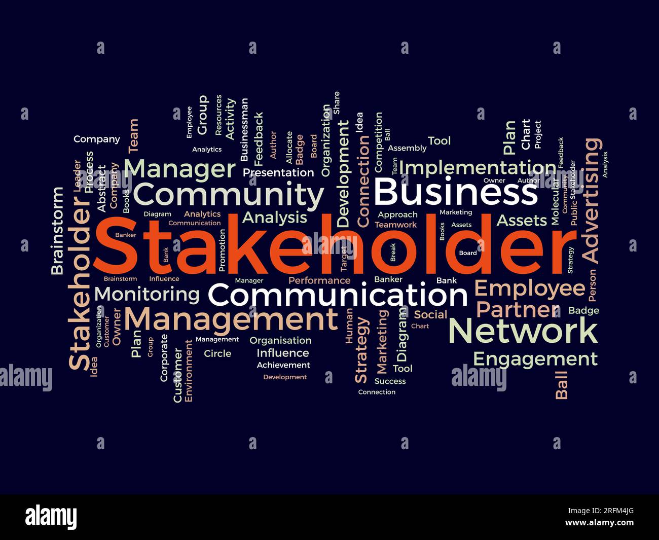 Concept d'arrière-plan Word Cloud pour les parties prenantes. schéma des employés, stratégie de gestion d'entreprise de connexion à l'entreprise. illustration vectorielle. Illustration de Vecteur