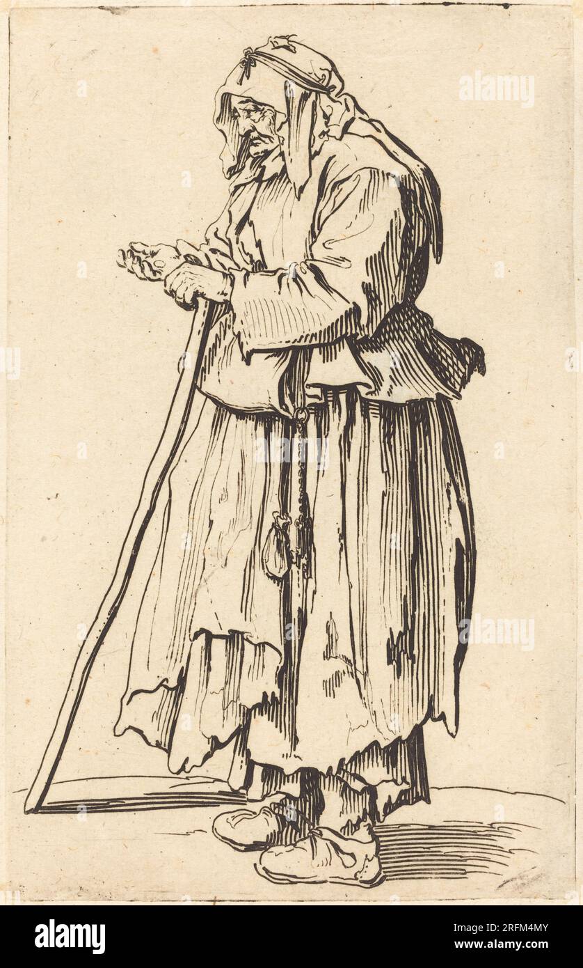 'Jacques Callot, mendiante recevant la charité, c. 1622, gravure, planche : 13,9 x 8,8 cm (5 1/2 x 3 7/16 po.) Drap : 14,6 x 9,6 cm (5 3/4 x 3 3/4 po), Collection Rosenwald, 1949,5,303' Banque D'Images