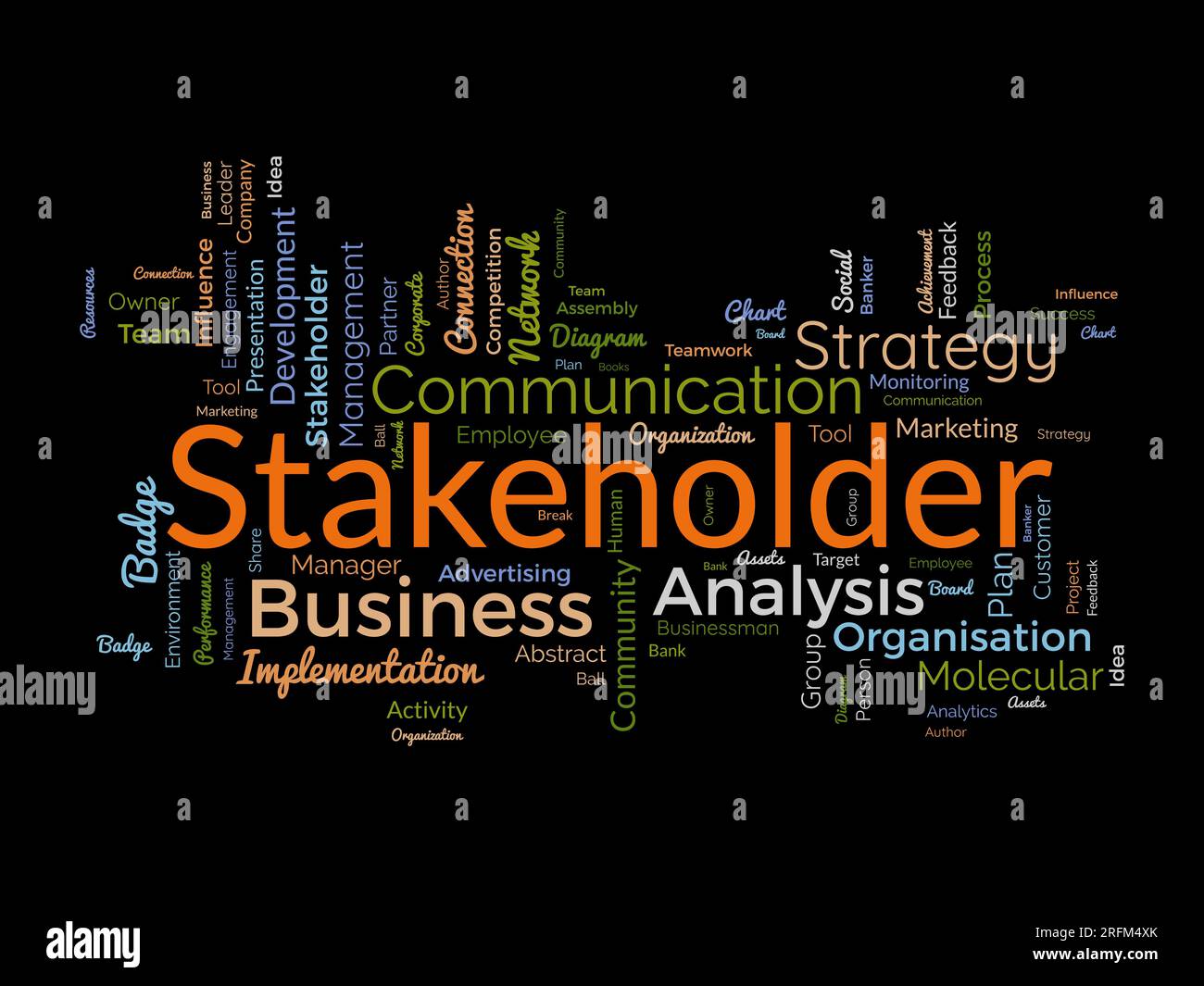 Concept d'arrière-plan Word Cloud pour les parties prenantes. schéma des employés, stratégie de gestion d'entreprise de connexion à l'entreprise. illustration vectorielle. Illustration de Vecteur