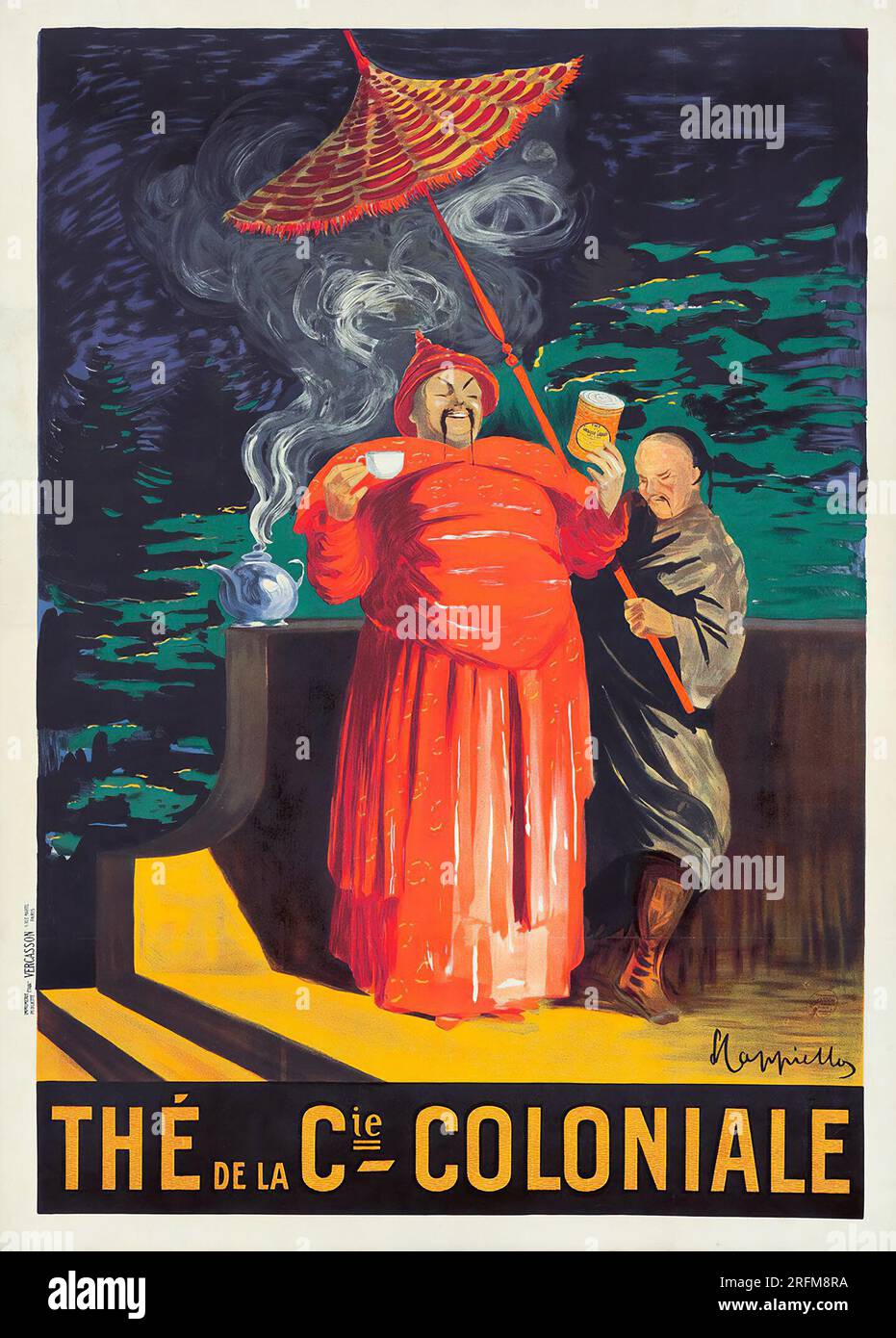 Thé de la Cie coloniale. Affiche publicitaire vintage par Leonetto Cappiello 1914 Banque D'Images