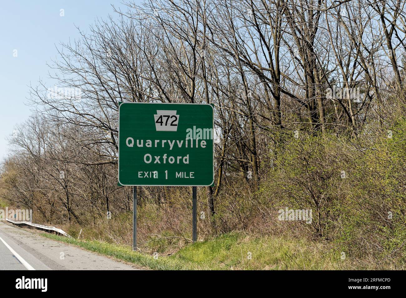 Panneau de sortie sur l'US 1 à Oxford, Pennsylvanie pour PA 472 vers Quarryville et Oxford Banque D'Images